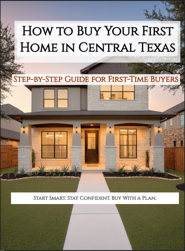 Cover of the free home buying guide from JD Walters Realty showing a modern home and the title How to Buy Your First Home in Central Texas